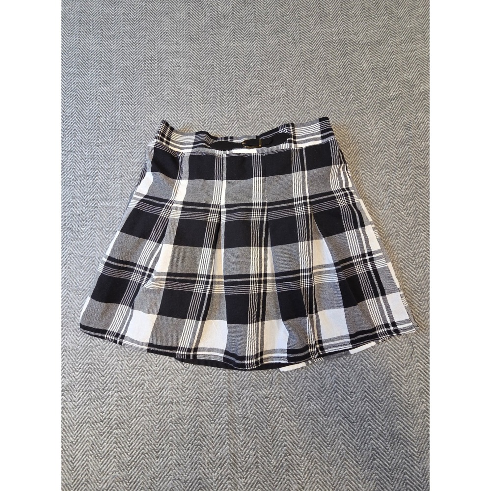 Btween Skirt Girls 8 Black White Plaid Pleated Academia Classic Buckle Detail